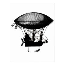 Steampunk pirate airship post cards