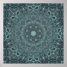 Steampunk Verdigris Lattice Print