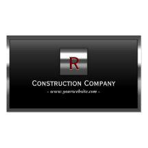 Steel Border Monogram Construction Business Card