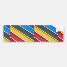 Steel rods on multicolored acrylic bumper sticker