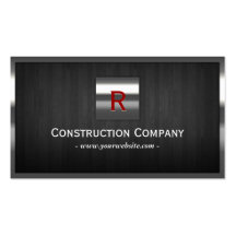 Steel & Wood Monogram Construction Business Card