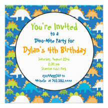 Stegosaurus Dinosaur Birthday Party Invitations