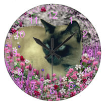 Stella in Flowers I – Chocolate Cream Siamese Cat wall clocks