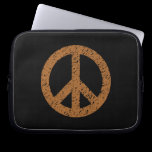 Stencilled Peace Symbol - Brown on Blk laptop sleeves