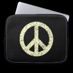 Stencilled Peace Symbol - Cream on Blk laptop sleeves