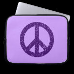 Stencilled Peace Symbol - Dp Purple on Lilac laptop sleeves
