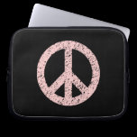 Stencilled Peace Symbol - Faded Pink on Blk laptop sleeves