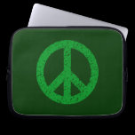 Stencilled Peace Symbol - Shades of Green laptop sleeves