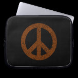 Stencilled Peace Symbol - Walnut on Blk laptop sleeves