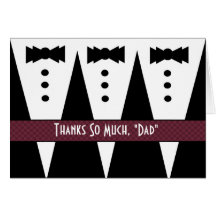 STEPFATHER Wedding Thank You - Three Tuxedos Cards
