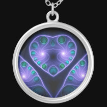 Stereo Love Heart Fractal Purple Necklace necklaces