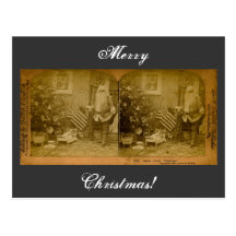 Stereoview Santa & American Flag ca 1901 Postcards