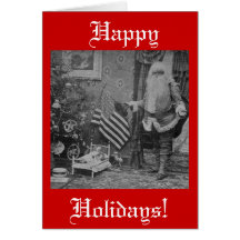 Stereoview Santa & American Flag Christmas Card