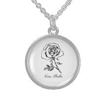 Sterling Silver Necklace "Ciao Bella" w/ rose