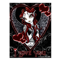 "Stevie" Red Angel Valentine's Day Postcard