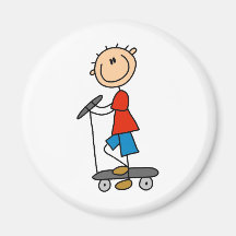 Stick Boy on Scooter Fridge Magnet