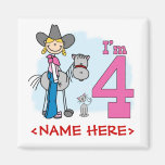 Stick Cowgirl 4th Birthday Magnets