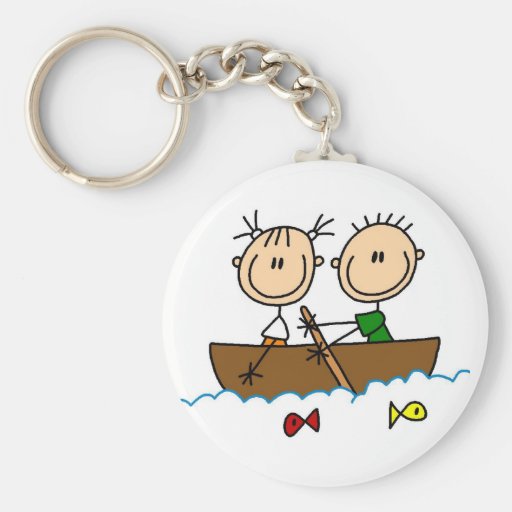 Stick Figure Boat Fishing Tshirts and Gifts Key Chain | Zazzle