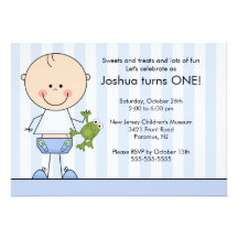 Stick figure Boy 1st  Birthday Invitation