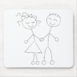 Stick Figure Boy and Girl Mouse Pads