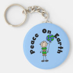 Stick Figure Boy Peace on Earth T-shirts and Gifts Key Chain