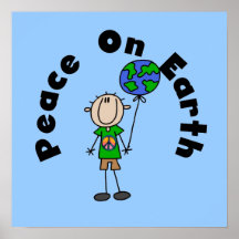 Stick Figure Boy Peace on Earth T-shirts and Gifts Print