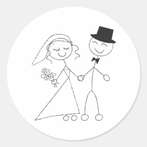 Stick Figure Bride & Groom Stickers