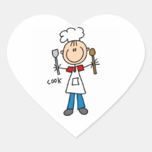 Stick Figure Cook Heart Stickers