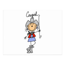 Stick Figure Cowgirl with Lasso Postcards