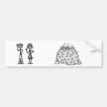 Stick figure family (no kids) bumper stickers