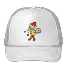 Stick Figure Firefighter Saving Lives Trucker Hat