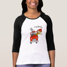 Stick Figure Firefighter with Fire Engine T-shirts