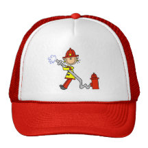 Stick Figure Firefighter with Hose Hat