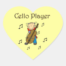 Stick Figure Girl Cello Player T-shirts and Gifts Heart Sticker