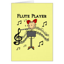 Stick Figure Girl Flute Player Tshirts and Gifts Cards