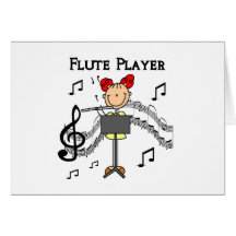 Stick Figure Girl Flute Player Tshirts and Gifts Card