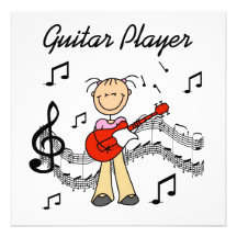 Stick Figure Girl Guitar Player T-shirts and Gifts Personalized Announcements