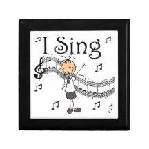 Stick Figure Girl I Sing T-shirts and Gifts Keepsake Boxes