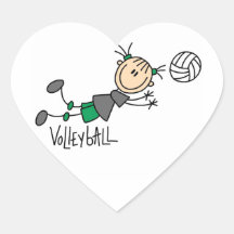 Stick Figure Girls Volleyball T-shirts and Gifts Heart Sticker