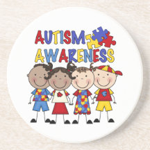 Stick Figure Kids Autism Awareness Drink Coaster