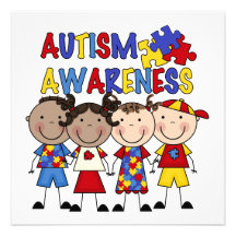 Stick Figure Kids Autism Awareness Personalized Invite