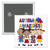 Stick Figure Kids Autism Awareness Pin