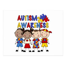 Stick Figure Kids Autism Awareness Postcard