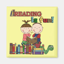 Stick Figure Kids Reading is Fun Magnets