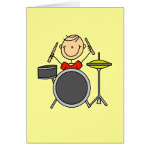 Stick Figure Male Drummer T-shirts and Gifts Greeting Card