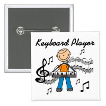 Stick Figure Male Keyboard Player Gifts Pin