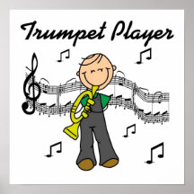 Stick Figure Male Trumpet Player T-shirts and GIft Print