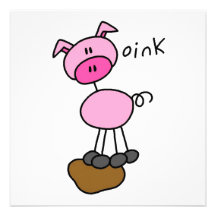 Stick Figure Pig T-shirts and Gifts Custom Invitations