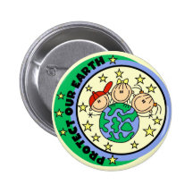 Stick Figure Protect Our Earth T-shirts and Gifts Pin