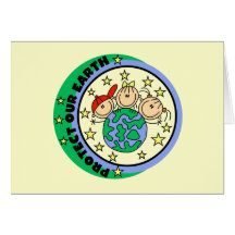 Stick Figure Protect Our Earth T-shirts and Gifts Greeting Cards
